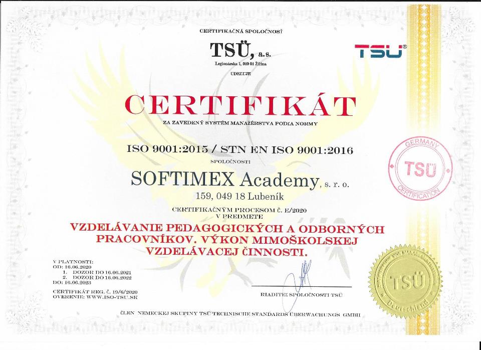Obdržali sme certifikát ISO 9001:2016